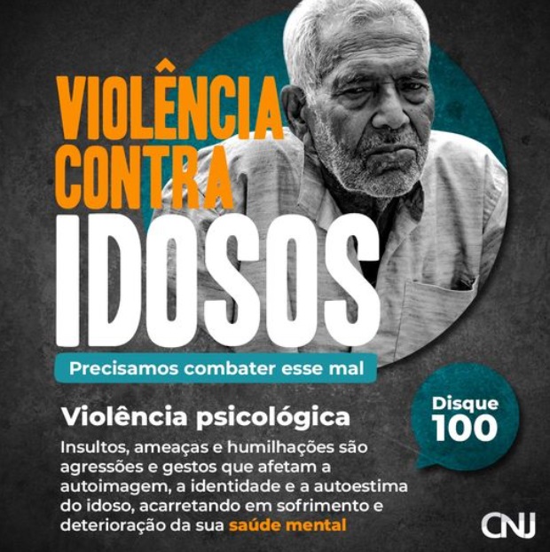 Violência contra idosos - perda audição- cartaz Cnj
