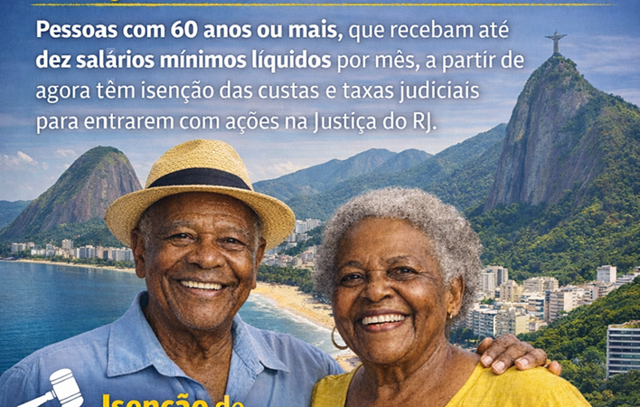 60+ têm isenção em custas e taxa judiciária no Rio